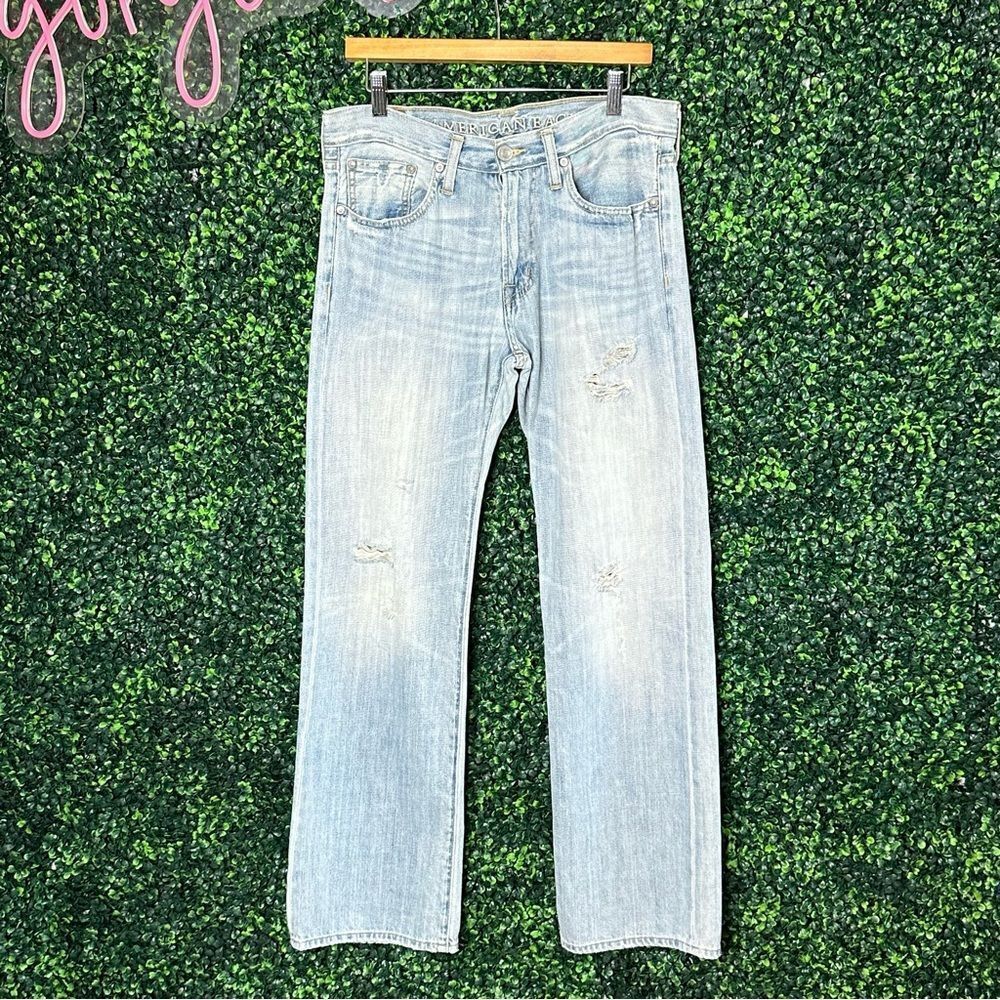 AE Original Bootcut Distressed Light Wash Denim Jeans Sz 31/32